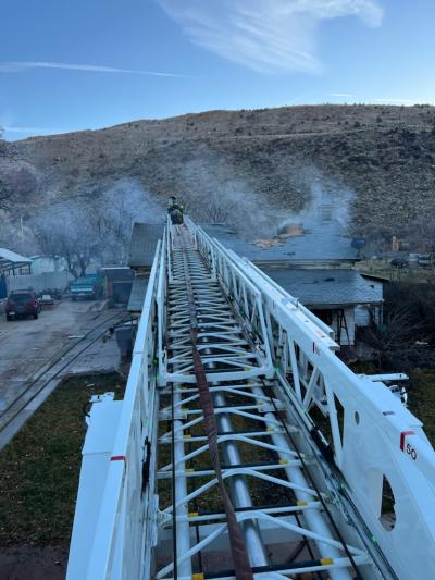 ladder leading up to fire